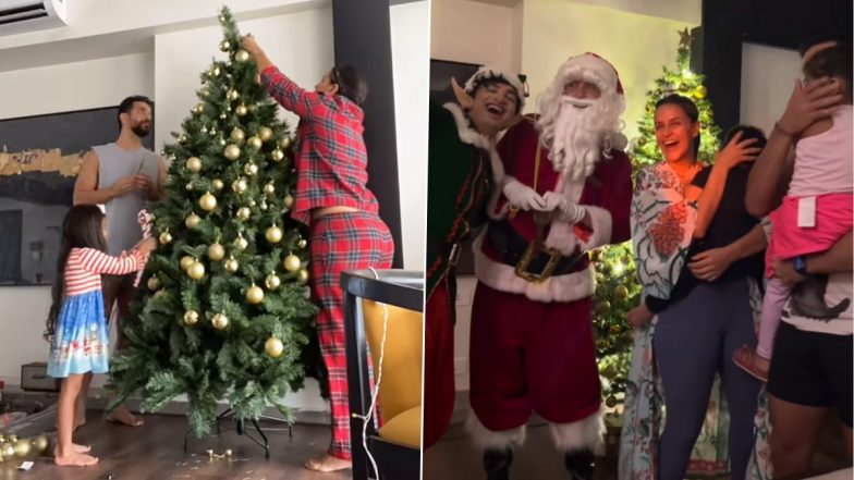 Neha Dhupia, Angad Bedi and Kids Prep for Christmas 2023, Show Off Their Decorated XMas Tree (Watch Video)