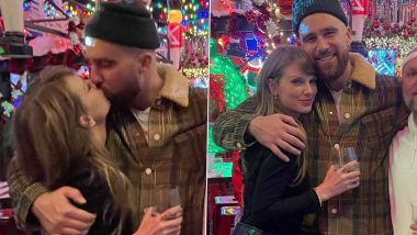 Taylor Swift KISSES Travis Kelce on the Cheeks During Cute PDA Moment at Kansas City Chiefs Post-Game Party (See Pic)