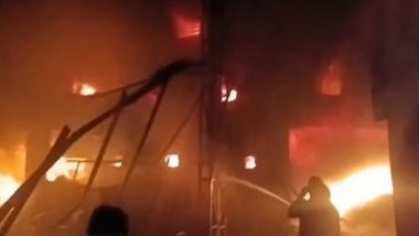 Punjab Fire: Massive Blaze Erupts at Furniture Factory in Ludhiana, No Casualty Reported (Watch Video)