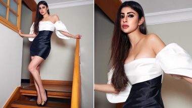 Mouni Roy Radiates Elegance in Stunning Monochrome Dress – Delights Followers With a Chic Staircase Photoshoot (View Pics)
