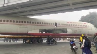 Bihar: Aircraft Gets Stuck Under Flyover in Motihari, Causes Traffic Jams on National Highway 28 (Watch Video)