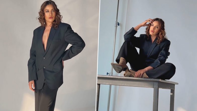 Surbhi Chandna Turns Up the Heat and Goes Top-Free in a Sizzling Blazer Ensemble, Wavy Hair and Bold Makeup (Watch Video)