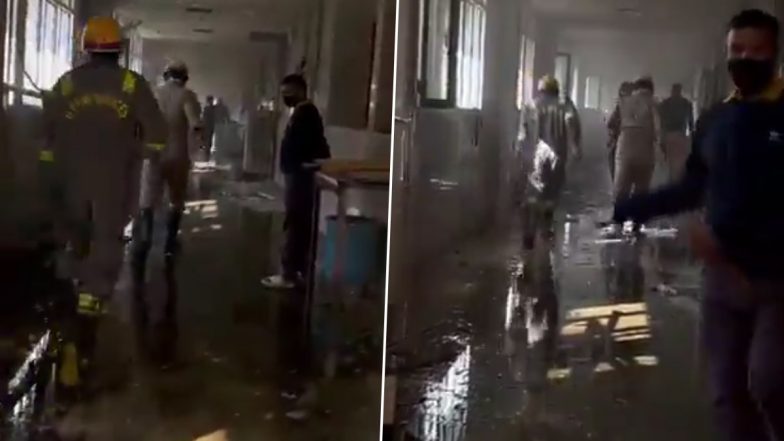 Uttar Pradesh Fire Videos: Massive Blaze Engulfs OPD Floor of SGPGI Hospital in Lucknow, Rescue Underway