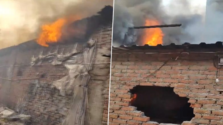 Delhi Fire Video: Massive Blaze Erupts at Paper Warehouse in Mayur Vihar, 12 Fire Tenders Deployed