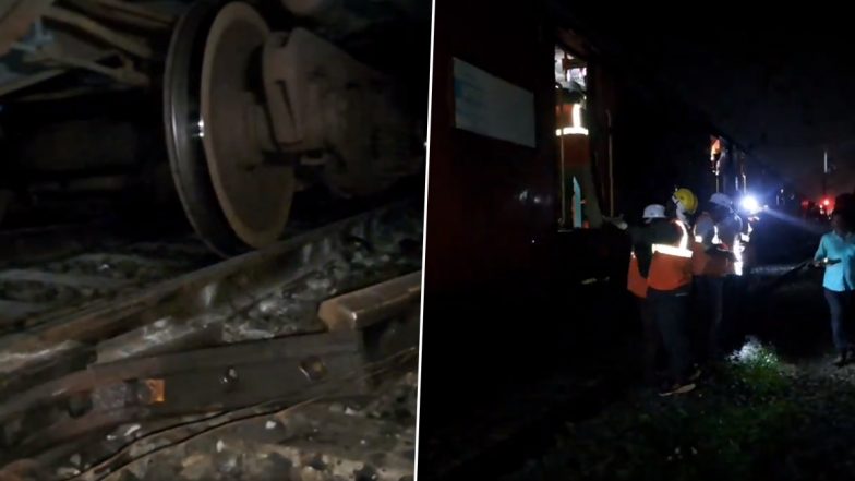 Train Derailment in Tamil Nadu: Seven Wagons of Goods Train Derail Near Chengalpattu, Movement of Passenger Trains Affected (Watch Video)