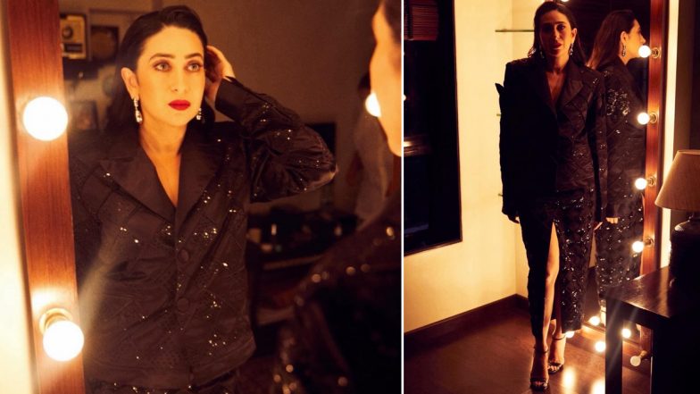 Karisma Kapoor Looks Gorgeous at The Archies Premiere in a Glam Black Skirt-Suit With Statement Earrings and Bright Red Lips – See Pics!