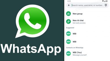 WhatsApp New Feature Update: Meta-Owned Messaging Platform Testing New Feature That Lets Users Search by Their Username