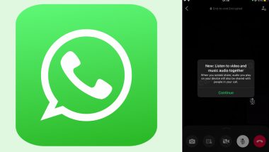 WhatsApp New Feature Update: Meta-Owned Platform Testing New ‘Share Music Audio–Video Calls’ Feature To Let Users Device’s Audio With Other Users on Video Call
