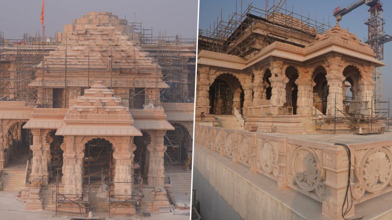 Shri Ram Janmbhoomi Teerth Kshetra Shares Mesmerising Pictures of Ram Mandir Construction Site in Ayodhya (See Pics)