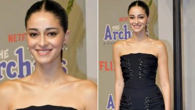 Ananya Panday Oozes Glamour at The Archies Premiere in Strapless Black Bodycon Dress and Sleek Hairdo (View Pics)
