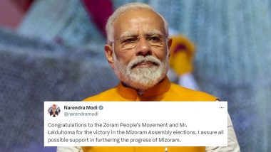 PM Narendra Modi Congratulates Lalduhoma and Pledges Support As ZPM Celebrates Win in Mizoram Assembly Polls 2023