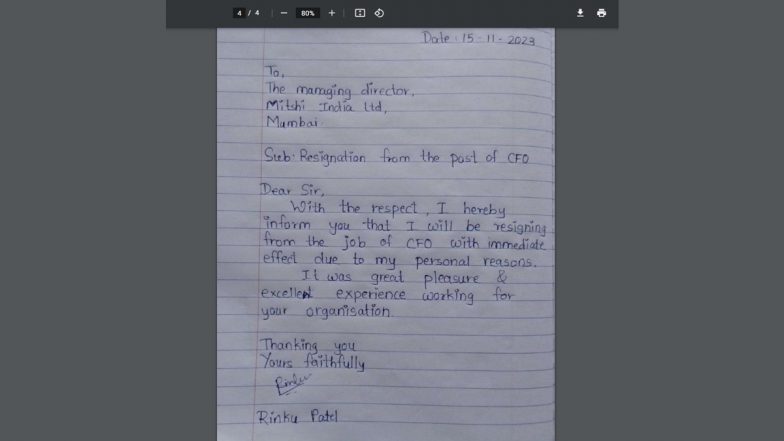 Mitshi India CFO Rinku Niket Patel Quits in Handwritten Note on Notebook Paper (See Pic)