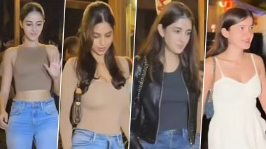 Suhana Khan, Ananya Panday, Navya Naveli and Shanaya Kapoor Papped Together on Dinner Date (Watch Video)