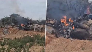 Indian Air Force Aircraft Crash: Two Pilots Killed As IAF Trainer Aircraft Crashes in Telangana's Medak (Watch Video)