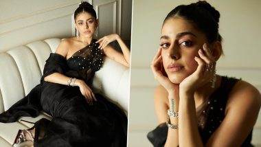 Alaya F Stuns in a Dreamy Black Dress Adorned With Pearls, Braided Bun and Statement Jewellery (View Pics)