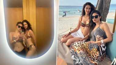 Mouni Roy Turns ‘Beach Babe’ With BFF Disha Patani, Duo Spends Fun Time As They Chill in Bikini on Girls Trip (View Pics & Watch Videos)