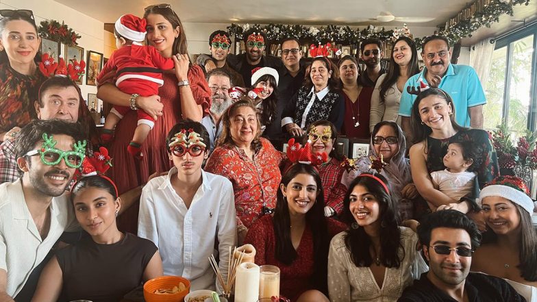 Christmas 2023: Navya Naveli Nanda Gives a Glimpse Into Kapoor Family Brunch, Poses With Ranbir Kapoor and Agastya Nanda (View Pics)