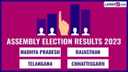 Assembly Election 2023 Results Live News Updates: Who Is Winning Rajasthan, Madhya Pradesh, Telangana, Chhattisgarh Vidhan Sabha Elections? Counting of Votes Today