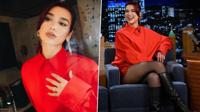 Dua Lipa's Red-Hot Slay! Postar Stuns In a Fiery Monochrome Ensemble on Jimmy Fallon's Tonight Show - See Pics!