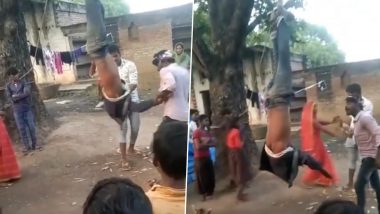 Uttar Pradesh Shocker: Man Hung Upside Down, Beaten Over Mobile Theft Allegations in Mirzapur; Three Arrested (Watch Video)