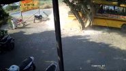 Pune Road Accident Video: Multiple Students Injured After School Bus Crashes Into Tree in Wagholi, Terrifying Clip Surfaces