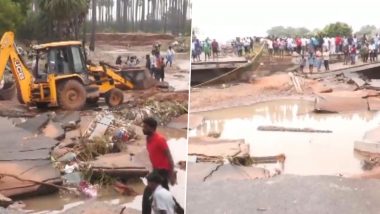 Tamil Nadu Bridge Collapse: Bridge on Thoothukudi-Madurai Highway Near Anthony Puram Collapses Amid Heavy Rains (Watch Video)