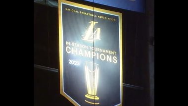 Los Angeles Lakers Unveil NBA In-Season Tournament Championship Banner Ahead of Game Against New York Knicks (Watch Video)