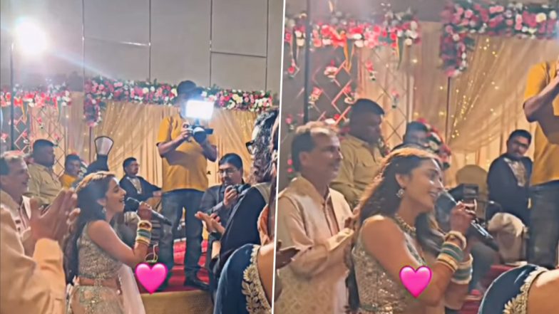 Bride-to-Be Shrenu Parikh Croons 'Jab Koi Baat Bigad Jaye' for Her Man Akshay Mhatre at Their Sangeet Ceremony (Watch Video)