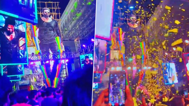 Salaar – Part One Ceasefire: Prabhas Fans Go Berserk as They Flare Torches, Confetti, Light Show To Celebrate Movie Release