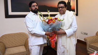 MNS Chief Raj Thackeray Meets Maharashtra CM Eknath Shinde in Mumbai, Discusses State-Related Issues (See Pics)