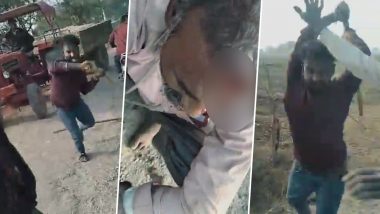 Uttar Pradesh: Stick Wielding Miscreants Beat Elderly Man in Agra Amidst Land Dispute; Disturbing Video Emerges