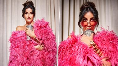 Hot Pink Lady! Nora Fatehi Stuns As the Cover Girl of Lifestyle Asia in a Pink Feather Jacket and Funky Shades (View Pics)