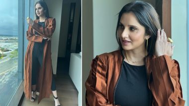 Sania Mirza Radiates Elegant Charm in Russet Brown and Black Ensemble With Statement Gold Jewellery (View Pics)