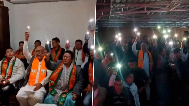 Assembly Election Results 2023: Manipur CM N Biren Singh, Party Workers Celebrate BJP’s Win in Three States in Imphal (Watch Video)