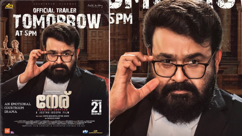 Neru: Mohanlal Unveils Exciting News! Official Trailer for Jeethu Joseph’s Legal Drama to Release Tomorrow at THIS Time