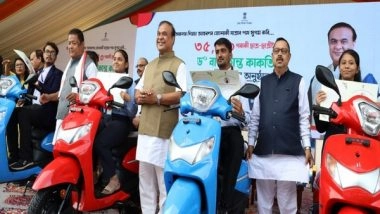 India News | Assam Chief Minister Presents Scooters to Meritorious Students