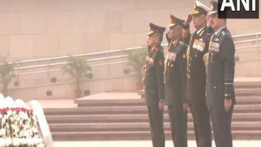 India News | Navy Day 2023: Defence Chiefs Lay Wreaths at War Memorial in Solemn Ceremony