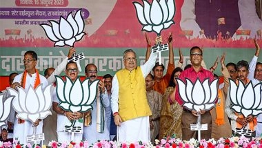 India News | Assembly Polls 2023: 'Mahadev' Sinks Congress, BJP Crosses Halfway Mark in Chhattisgarh