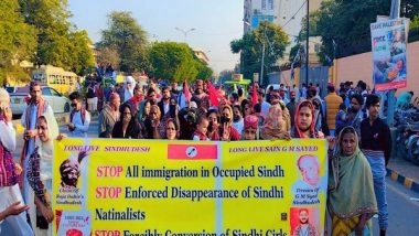 World News | Sindh Freedom Movement Protests Illegal Immigration, Disappearance of Sindhis in Pakistan