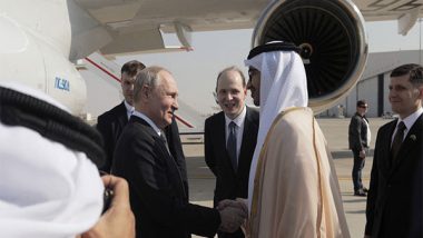 Russian President Vladimir Putin Arrives in Abu Dhabi To Hold Discussions With His UAE Counterpart Sheikh Mohamed Bin Zayed Al Nahyan