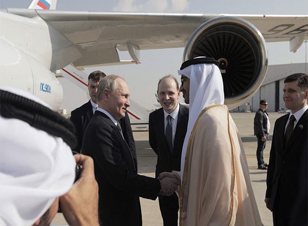 Russian President Vladimir Putin Arrives in Abu Dhabi To Hold Discussions With His UAE Counterpart Sheikh Mohamed Bin Zayed Al Nahyan