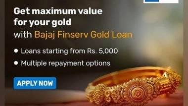 Business News | Get a Bajaj Finserv Gold Loan Up to Rs. 2 Crore at Low Rates of Interest