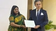 World News | French Ambassador Thierry Mathou Confers Chevalier Dans L'Ordre Des Arts Et Des Lettres on Aditi Maheshwari