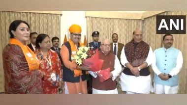 India News | Bhajanlal Sharma Meets Rajasthan Governor; Stakes Claim to Form Govt