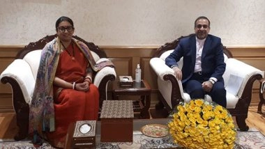 World News | Smriti Irani Discusses Cooperation on Women, Children with Iranian Envoy