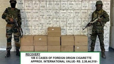 India News | Assam Rifles Recover Foreign-origin Cigarettes Worth over Rs 2 Crore in Mizoram's Champhai