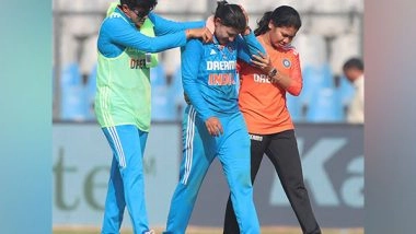 Sports News |  Sneh Rana Taken for Scans Following a Collision During India's 2nd ODI Clash Against Australia