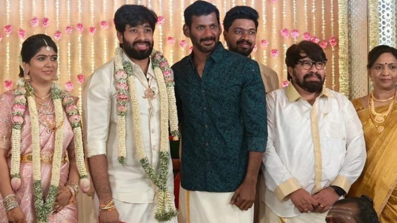 Aishwarya Prabhu Marries Mark Antony Director Adhik Ravichandran! Actor Vishal Attends the Wedding Ceremony (View Pics)