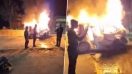 Rajasthan Road Accident: Three Killed After Car Hits Divider and Catches Fire in Ajmer (Watch Video)