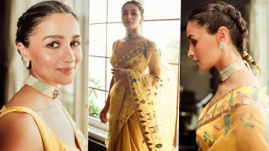 Alia Bhatt in Yellow Saree With Sleeveless Blouse and Choker Neckpiece Serves Perfect Wedding Inspo (View Pics)